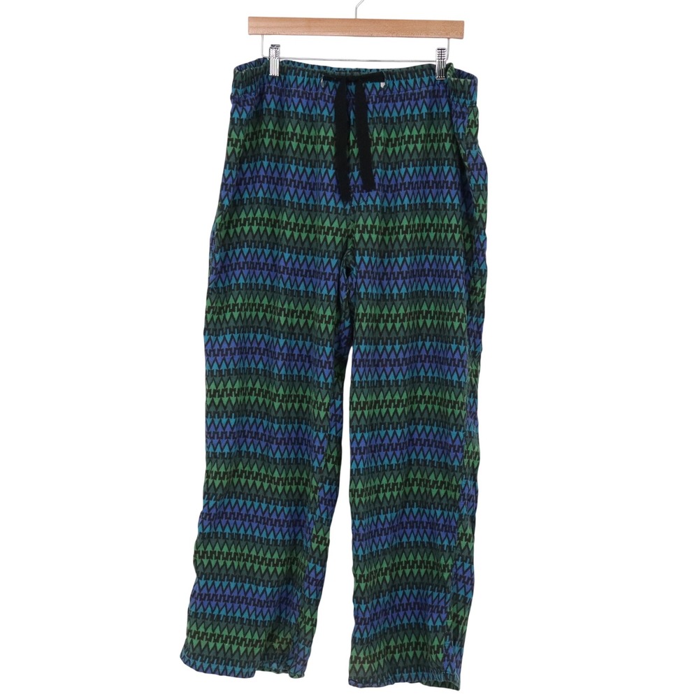 Old Navy Pajama Pants Mens L Gifting PJs Green Trees Geometric Cotton Excellent